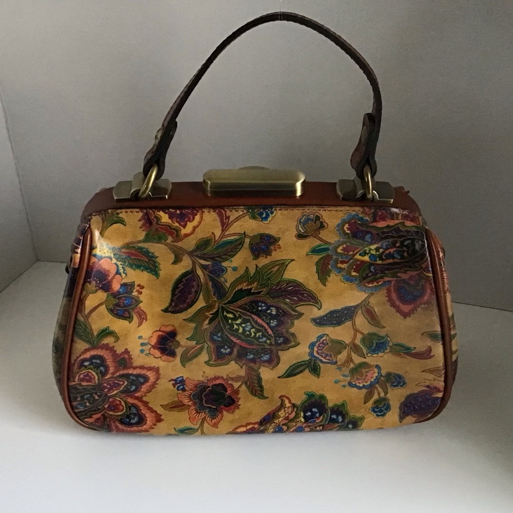 Patricia Nash Gracchi French Tapestry Bag Handbag Crossbody Brown Leather - Picture 4 of 16